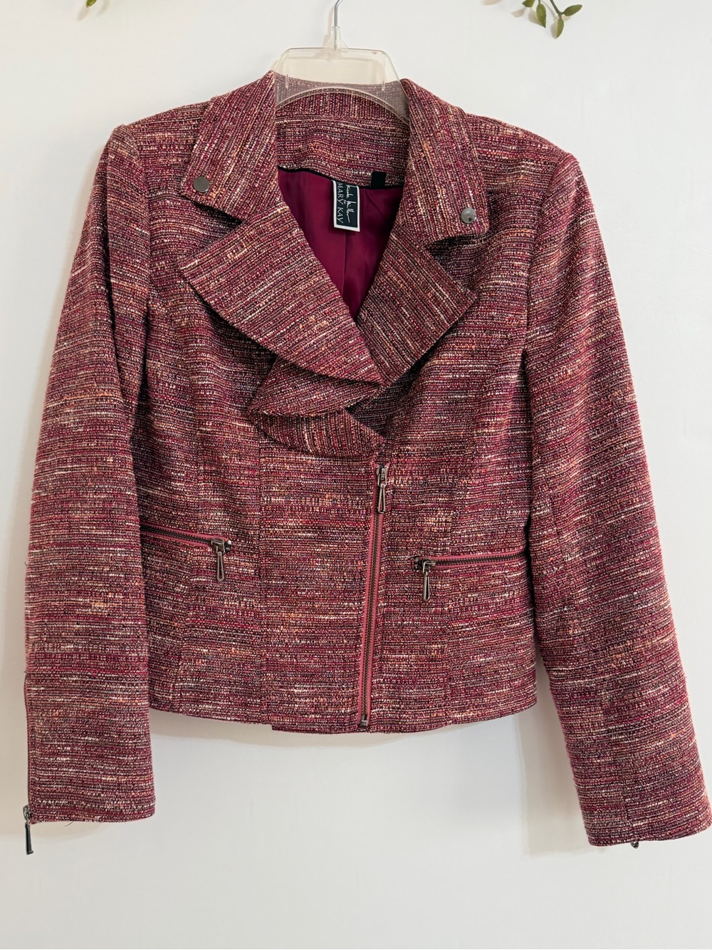 Nicole Miller for Mary Kay Designed Tweed Moto Style Blazer